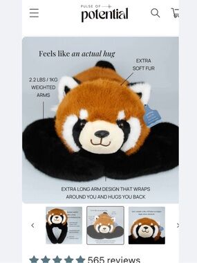 NWT Pulse of Potential Remie the Red Panda Weighted Animal Therapy Stuffie